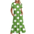 thumbnail image 1 of Snorda Robe Longue Ample à Manches Courtes avec Poche et Col Rond pour Femmes, 1 of 4