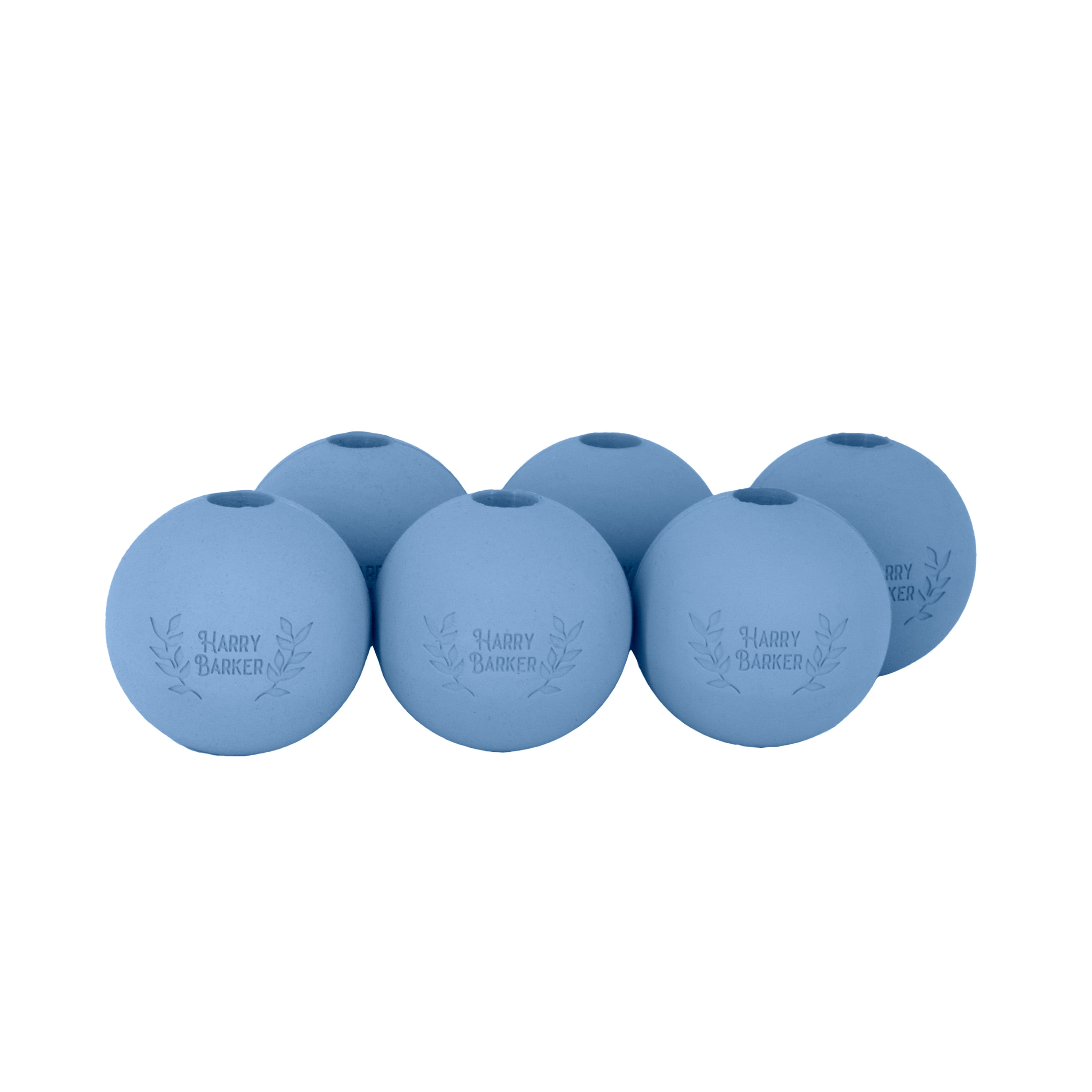 Harry Barker 2.5 Inch Durable All-Natural Rubber Dog Ball 6 Pack Set, Blue, Medium