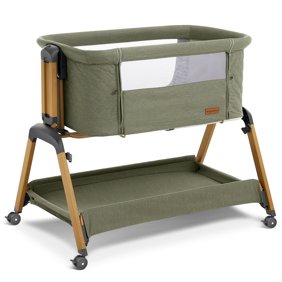 Angelbliss 3 in 1 Baby Bassinet, Rocking Bedside Sleeper with Wheels, Adjustable Height & Comfy Mattress, Easy Folding Portable Crib for Newborn