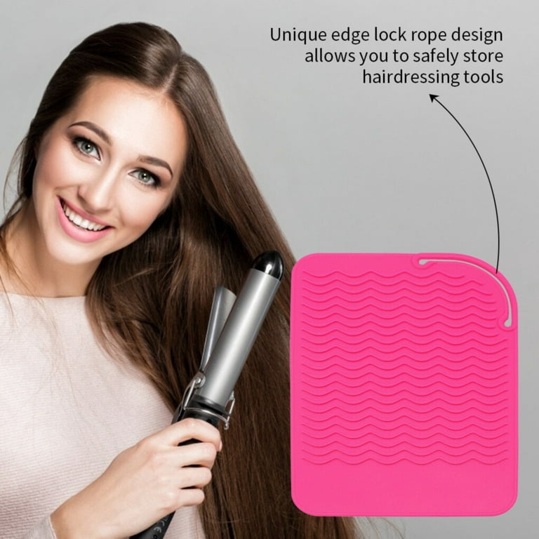 1pc Curling Iron Heat-resistant Mat & Straightener, Curler Silicone Pad  Pouch - Pink