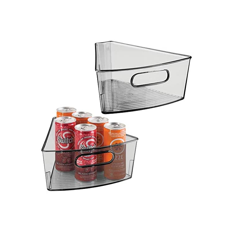 Kitchen Lazy Susan Storage Organizer Bin with Front Handle