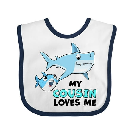 

Inktastic My Cousin Loves Me with Cute Sharks Gift Baby Boy or Baby Girl Bib