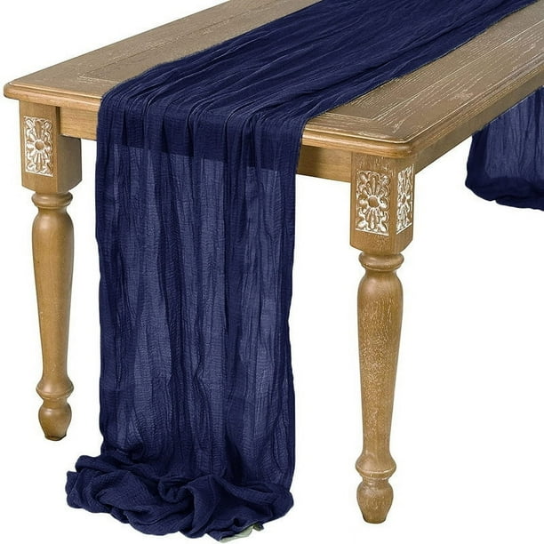 Camino de mesa de gasa largo estilo bohemio, camino de mesa de gasa para bodas, baby showers, fiestas de cumpleaños, decoración de mesa