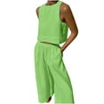 thumbnail image 2 of Fankiway Ensemble de Vêtements d'Entraînement pour Femmes Été Décontracté Sans Manches Col Rond en Coton et Lin, 2 of 6