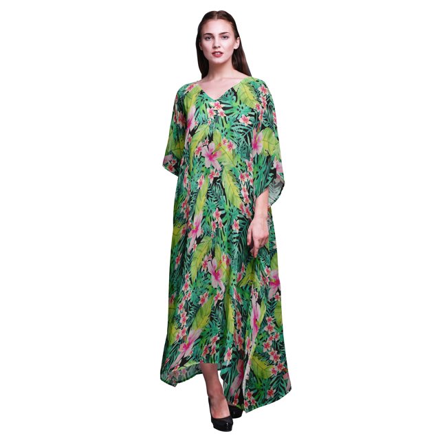 Bimba Longue Robe Caftan Maxi de Plage Maillot de Bain par-Dessus Kaftan pour Femme Noir