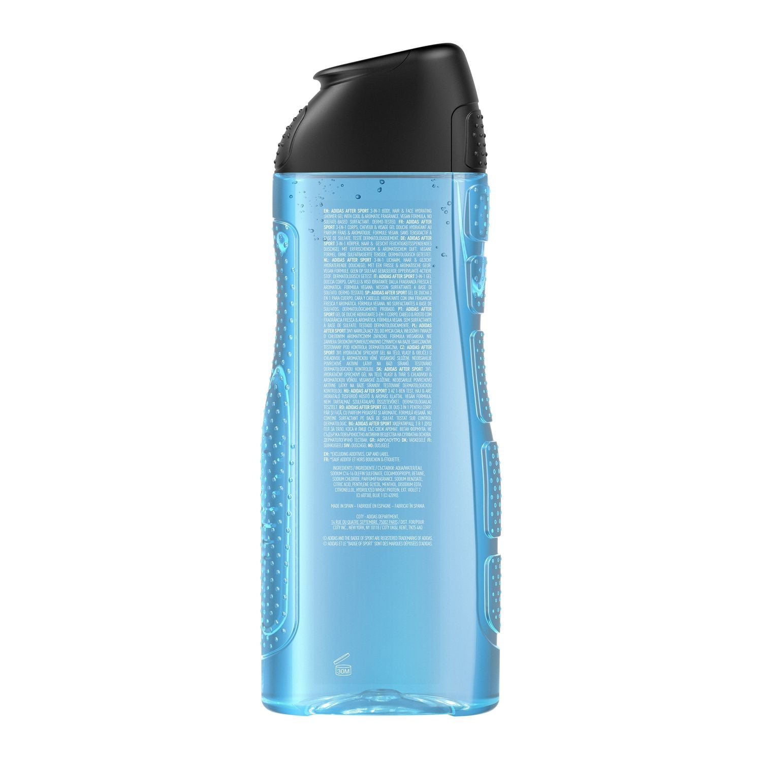 adidas Gel douche After Sport 3-en-1 pour le corps, les cheveux et le visage, 100% végétalien Gel douche 3 en 1 : corps, cheveux, visage