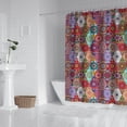 thumbnail image 3 of Extra Long Boho Shower Curtain 72x84 Inches - Vintage Floral & Tropical Leaves Pattern, Waterproof Bohemian Bathroom Decor with 12 Hooks, Tribal Rustic Style, 3 of 5