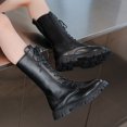 thumbnail image 6 of CAIXIA Girls Lace Up Riding Boots Mid Calf Combat Boots Pu Leather Side Zipper Punk Goth Boot Fall Boots,Black, 6 of 8