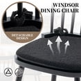 thumbnail image 4 of ClinQ Wooden Windsor Dining Chair Set of 2，Modern Classic Armless Kitchen Side Chairs with a Padded Seat and Sturdy Iron Legs for Dining Room, Black, 4 of 6