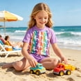 thumbnail image 4 of Lanbubble Girls Rash Guard Swimsuit Set Short Sleeve UPF 50+ 2 Pieces Bathing Suit 5-6 Years, 4 of 8