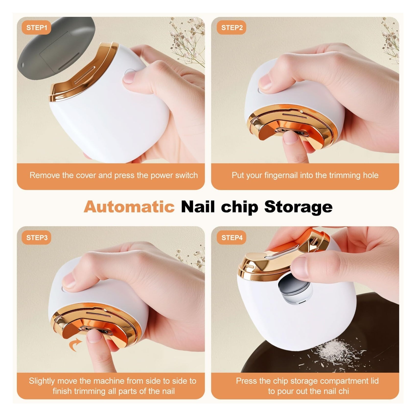 Electric Nail Clipper, Automatic Nail Clipper, 2-Speed Adjustable, USB Rechargeable Safe Automatic Baby Electric Nail Trimmer, Suitable for Babies, Children, Adults and The Elderly