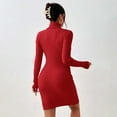 thumbnail image 4 of UJNDER Sweater Dresses for Women Women's Sweater Dress Turtleneck Split Hem Red M, 4 of 6