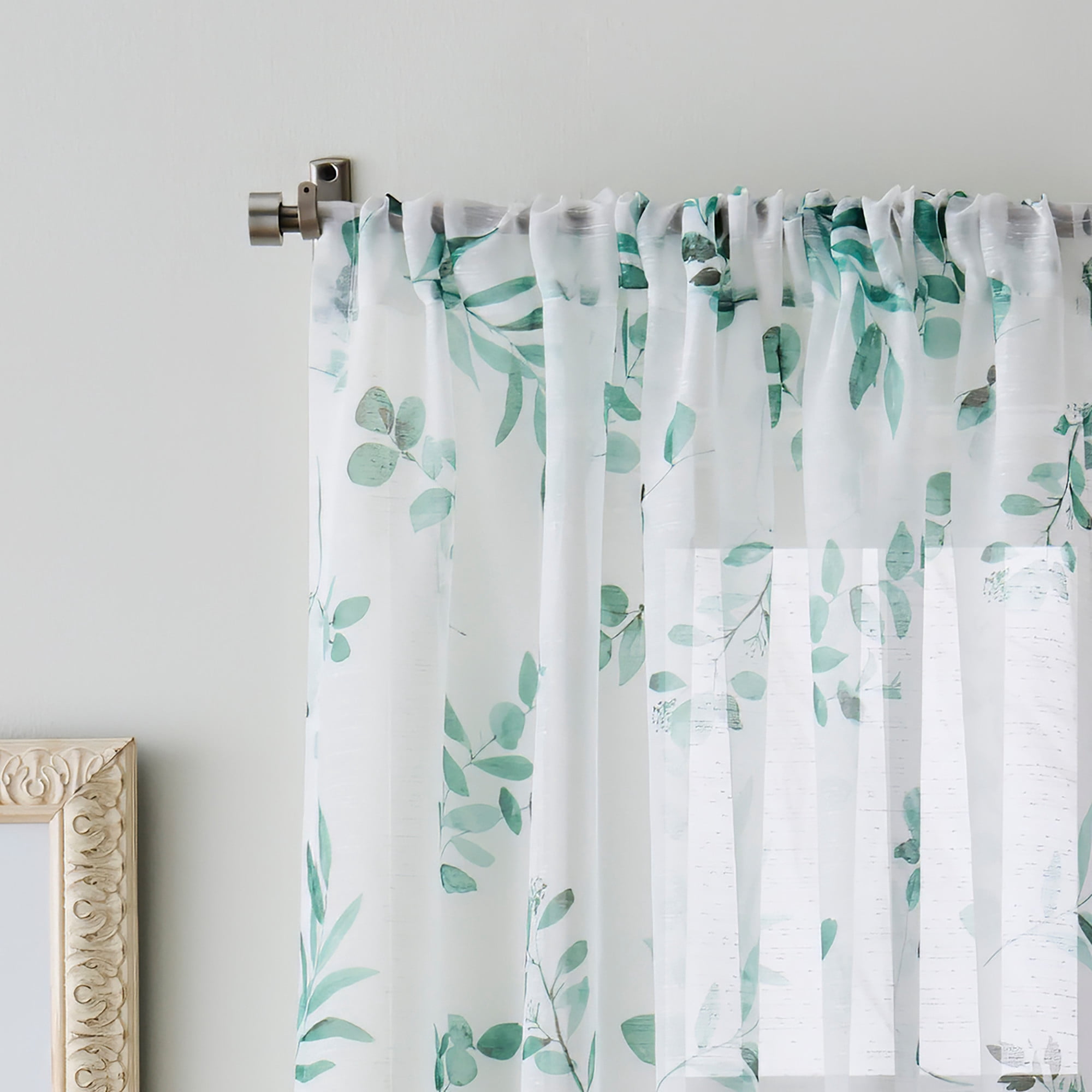 Martha Stewart Maddison Curtain Panel Pair, Green, Pole Top, Sheer, Indoor, Adult, 2 Piece Set, 50" x 95"