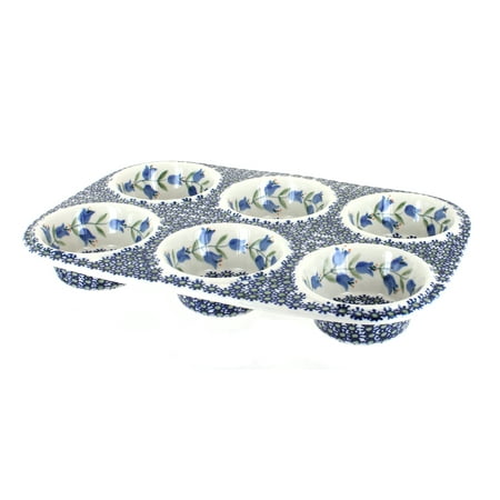 

Blue Rose Polish Pottery Tulip Muffin Pan