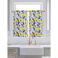 thumbnail image 2 of Tier Curtains 45 Inches Long, Summer Lemon Window Treatment Curtain Drapes, Watercolor Yellow Blue Garden Floral Small Curtain Drapes for Bathroom Laundry Room, 27.5"x45", 2 Panels, 2 of 7