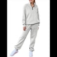 thumbnail image 2 of Conjuntos de Dos Piezas para Mujer: Jersey de Larga con Media Cremallera y Pantalón Deportivo Holgado con Bolsillos. Gris M, 2 of 8