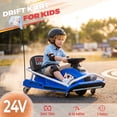 thumbnail image 2 of Drift Go Kart for Kids, 24V Electric Drift Car Kids Ride on Toys, Ages 6-12, 360 Drifting, 300W Brushless Motor - Blue, 2 of 6