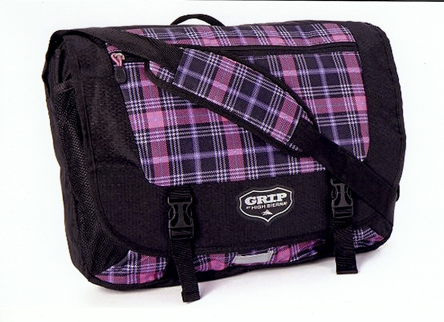 Grip by High Sierra Payback Messenger Bag Purple Plaid/Black