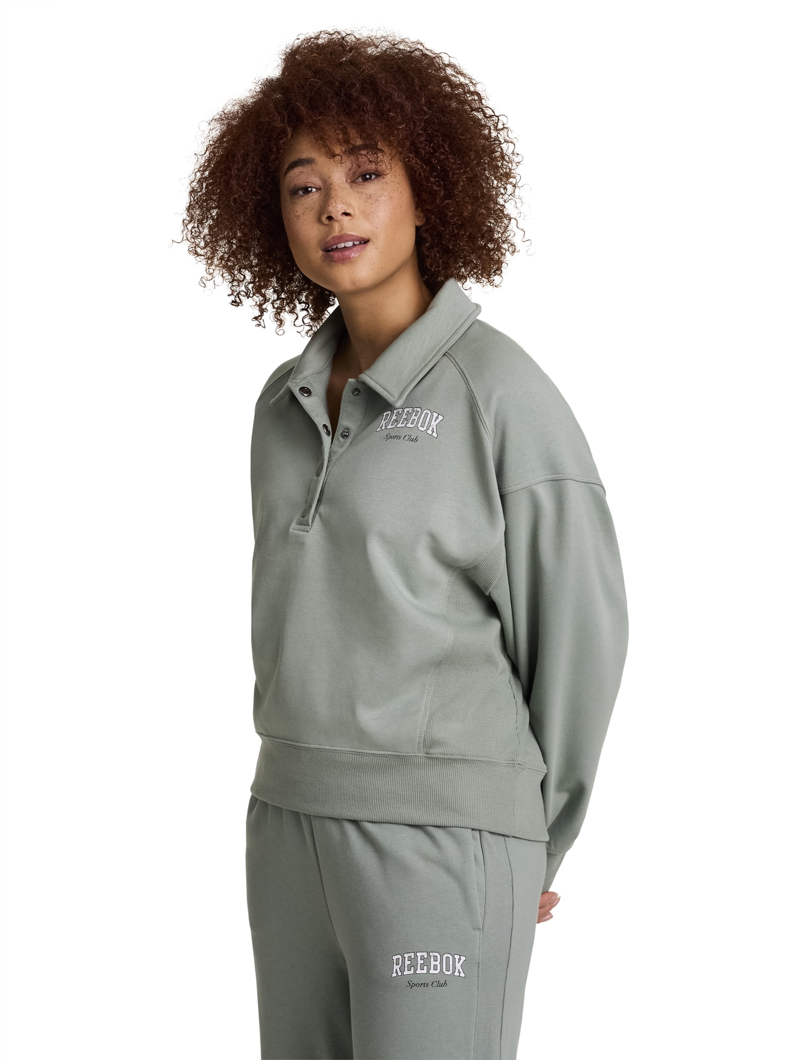 Reebok Women's and Women's Plus All Seasons Oversize Polo Sweatshirt, Sizes XS-4X