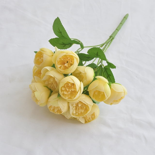 Ramo de novia artificial con rosas de té y peonías | Arreglo floral artificial de mano | Decoración realista para el hogar y eventos | Ramo simulado para uso nupcial o decorativo