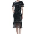thumbnail image 1 of Birdeem Robe pour Femmes Élégante pour Fête Robe à Paillettes à Manches Courtes Col en V Robe de Danse Mini Robe de Fête pour Femmes, 1 of 3