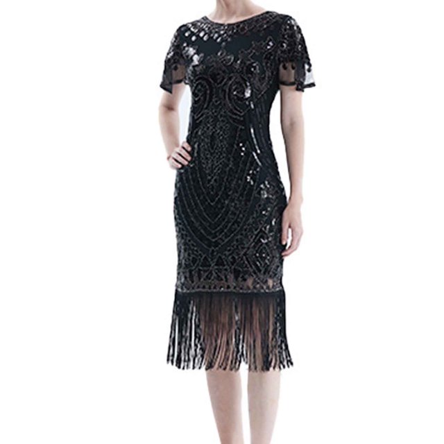 Birdeem Robe pour Femmes Élégante pour Fête Robe à Paillettes à Manches Courtes Col en V Robe de Danse Mini Robe de Fête pour Femmes