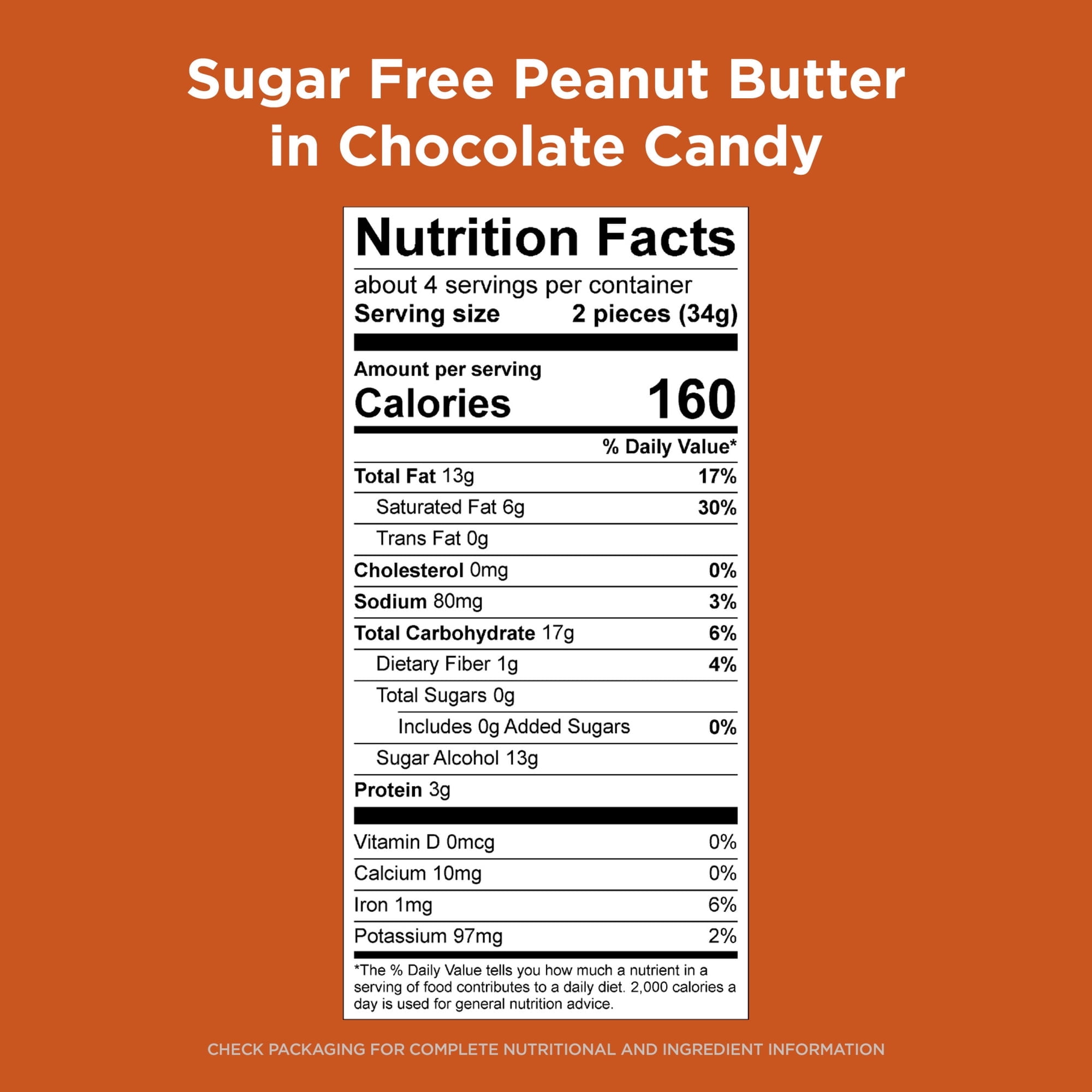 RUSSELL STOVER Sugar Free Peanut Butter Cup Chocolate Candy, 4.7 oz. bag, 8 Count