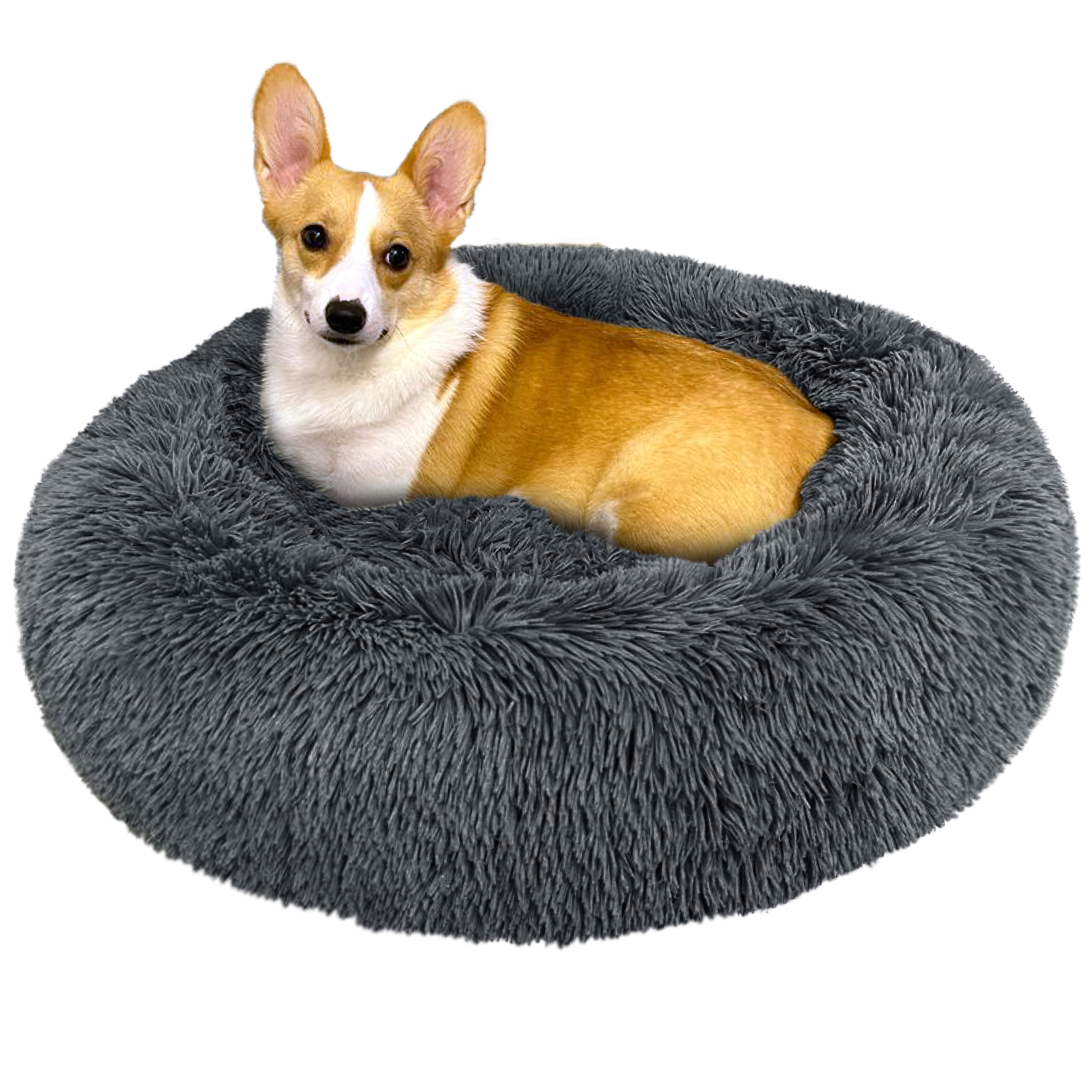 Dog Beds for Medium Dogs Washable Calming Bed for Dogs Blue Fluffy and Soft  Dog Bed Anti Anxiety Faux Fur Round Medium Sized Pet Bed for Dogs 