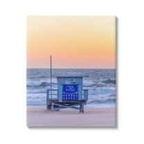 Stupell Industries Tranquil Orange Sunset Beach Hut Ocean Shore Photograph Gallery Wrapped Canvas Print Wall Art, Design by Jeff Poe