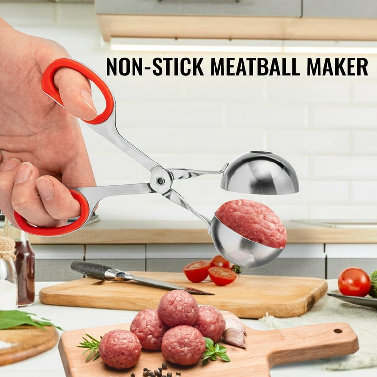 VEVOR Meatball Maker Tongs 2 PCS Stainless Steel Cake Pop Scoop Ball Maker  with Anti-Slip Rubber Handles 