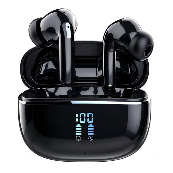 Wireless Earbuds, ANC Bluetooth 5.4 Headphones with 70H Playtime, LED Display Charging Case, Waterproof, Works with iOS & Android
