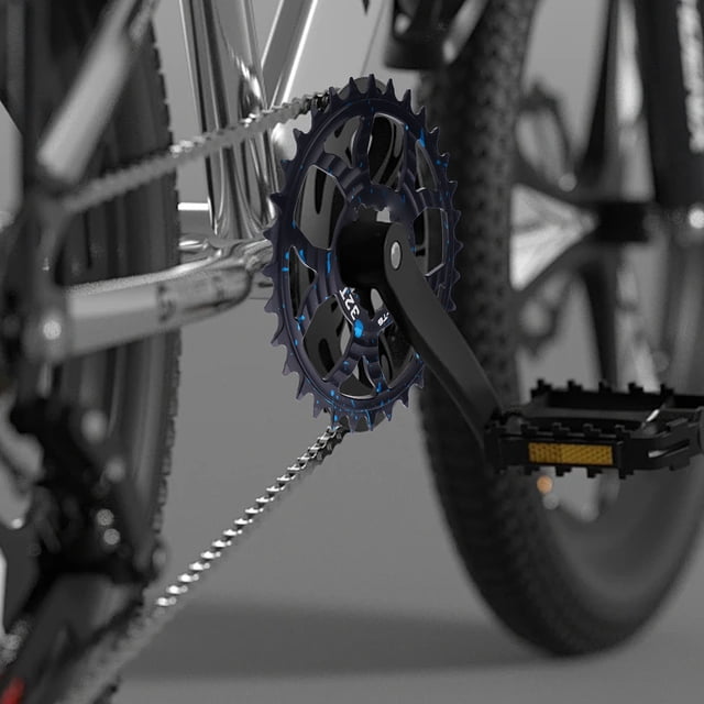 32T Bikes Chainring, Hollow Aluminium Alloy Chainring, Positive and Negative Tooth Single Disc Chainring