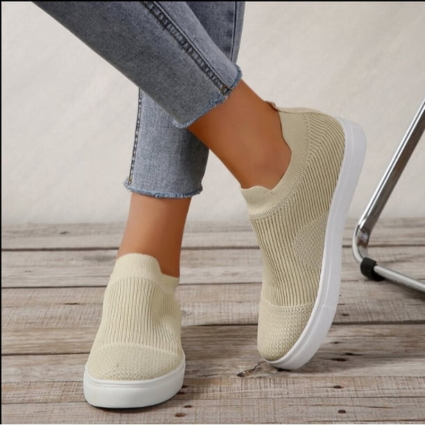 2022 zapatos de mujer, calcetines de punto, zapatillas de deporte, zapatos planos de primavera y verano para mujer, zapatos planos de talla grande para mujer, zapatos planos para caminar, zapatos 39 Gao Jinjia LED