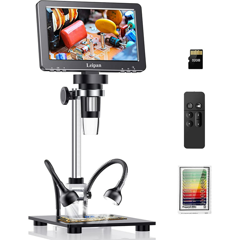 Luosen Coin Microscope with 7 IPS Screen,1200X Magnification Soldering  Microscope,Longer 8.5 Stand,Digital Microscope 