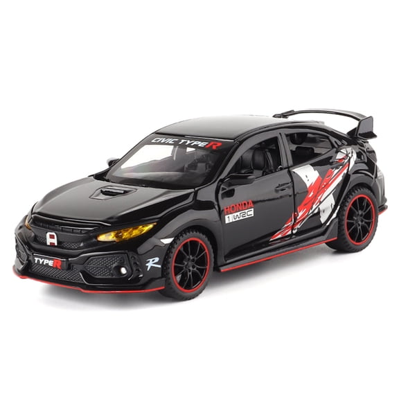 The 1:32 scale is suitable for Honda Civic alloy die-cast car models, equipped with openable doors, lights, sound and spring-back function. Boys' toy cars, children's birthday gift toy cars.