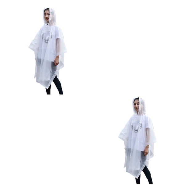 Toystoory Impermeable de moto Impermeable con capucha ropa de lluvia espesado EVA impermeable capa Camping turismo senderismo Ropa de lluvia blanco 2Conjunto