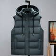 thumbnail image 3 of BAETEUY Men Waistcoat - Stand Collar Hooded Sleeveless Zipper Placket Down Cotton Vest with Pockets, 3 of 8