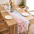 thumbnail image 3 of Ombre Orange Blue Table Runner - 90 Inch Long, Kitchen Dining Table Runner Dresser Scarves, Summer Coastal Ocean Sea Beach Wave Farmhouse Decor for Coffee Tables Wedding Party Banquet, 3 of 8