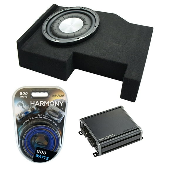 2014 - 2018 Chevy Silverado Crew Cab Harmony HA-F124 Single 12 Sub Box CXA4001 Amp