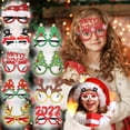 thumbnail image 3 of PVCS 2022 Christmas Glasses Frame Cartoon Stereo Glasses Party Props - Red English, 3 of 5