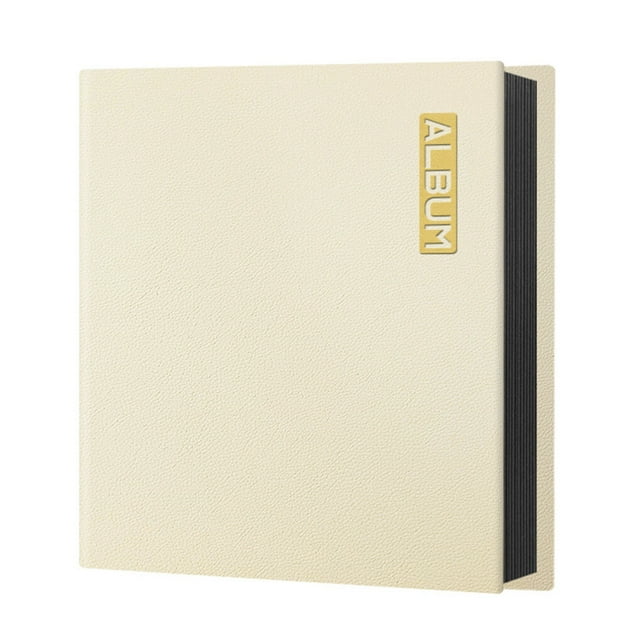 Wosthever Álbum de fotos de cuero PU A4, película adhesiva autoadhesiva, protección a prueba de polvo, libro de recortes, regalo de Almacenamiento y organización del hogar Cartulina beige/negra