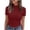 Wine, variant on Womens High Neck Ribbed Knit Tees Summer Solid Color Casual Short Sleeve Lettuce Edge Slim Fit Blouse
