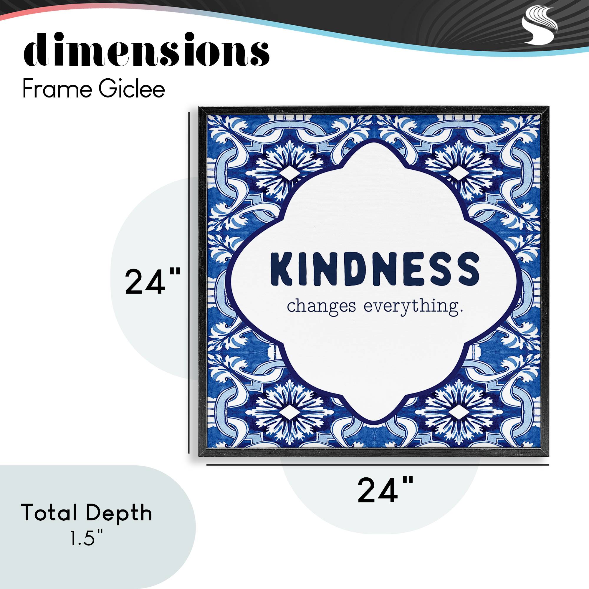 Patterned Kindness Changes Everything Black Framed Giclee Art, design by Lettered and Lined