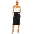 thumbnail image 2 of Be-Girl Women's Dark Wash Denim Midi Skirt, Contrast Stitching, Paneled Pencil Style - SG-79201, 2 of 6