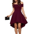 thumbnail image 1 of Robe Patineuse Cocktail à Manches Courtes et Épaules Dénudées pour Femmes, 1 of 2
