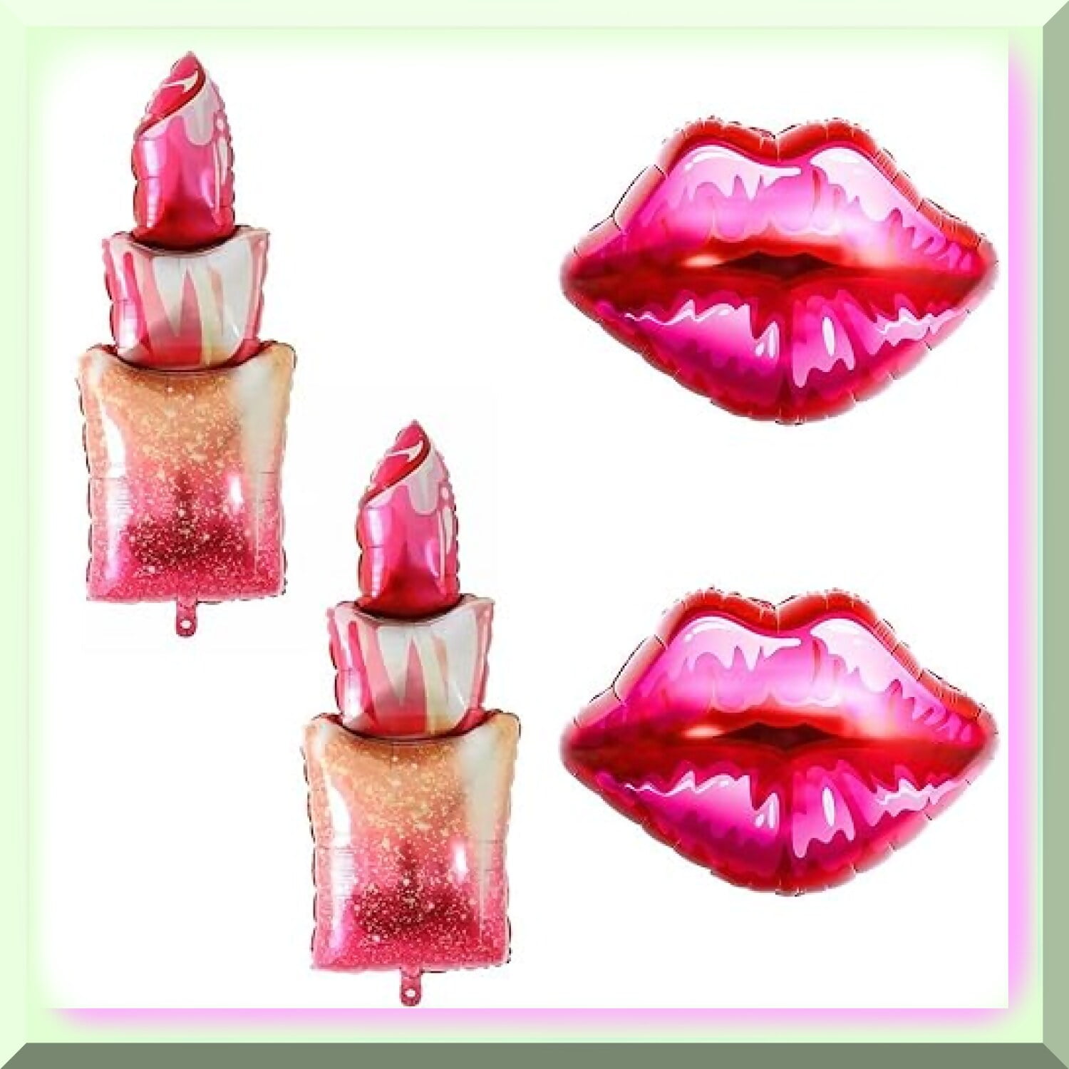 Kissable Lips Balloons - Romantic Red Lipstick Shaped Mylar Balloons for Birthday, Bridal Shower, Wedding, Engagement - Set of 4 Party Decorations