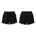 thumbnail image 6 of Women's Shorts JIANLAI Summer Casual Loose Elastic Waist Drawstring Lace Boho Beach Cover Up Shorts Womens Shorts (S-3XL) Black, 6 of 10