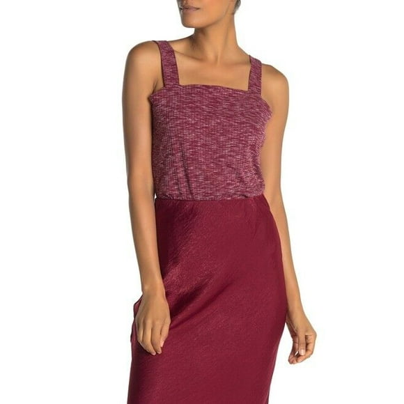 Bobeau Women's Sleeveless Ribbed Marl Tank Sweater Top In Beet Red Size L
