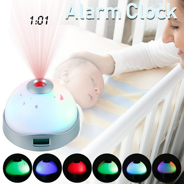 PENGXIANG Kids Alarm Clock Projector Night Light 7 Color Changing Night Light Ceiling Projection Alarm Clock Battery Operated Digital Clock for Kids Adults Bedroom Living Room Decoration