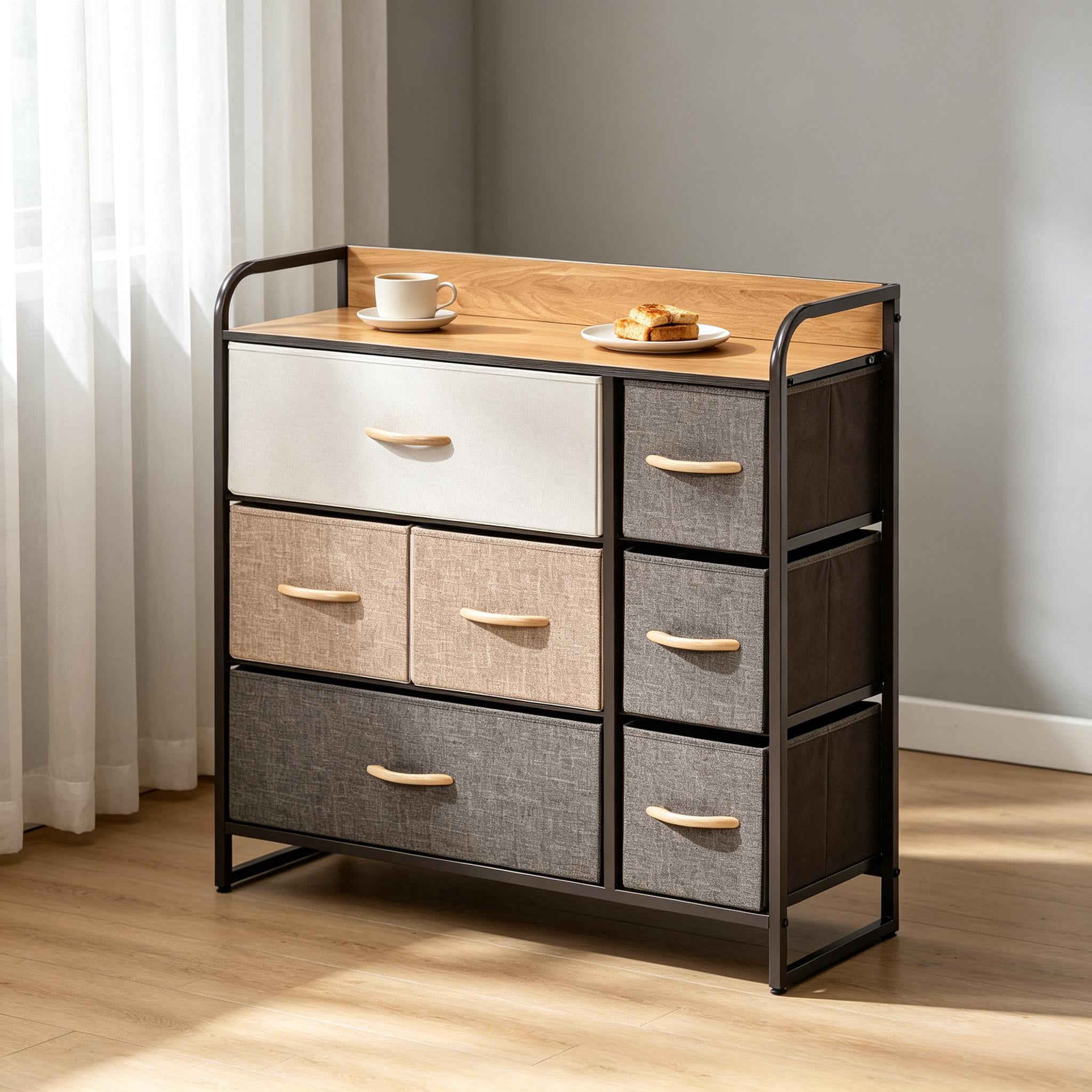 Modern Storage Cabinet with Open Top Shelf,Vertical Chest of Drawers,Stylish Floor Cabinet,Storage Dresser